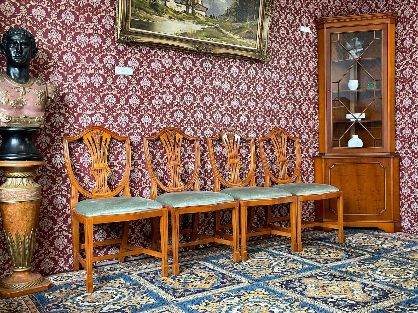 Englische Esszimmer Stühle Eibe Barock Biedermeier Antikstil England Möbel